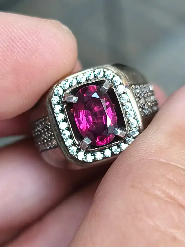 Cincin Batu garnet rhodolite 2.10 carat ring perak memo SKYLAB