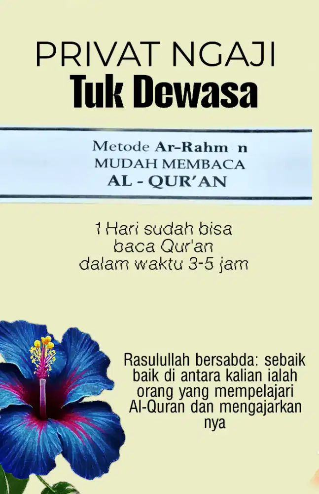 Privat kursus baca Qur'an satu hari sudah bisa baca Qur'an