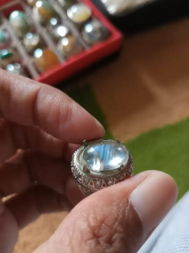 Batu Cincin Akik Permata Natural Moonstone Biduri Bulan Air Laut