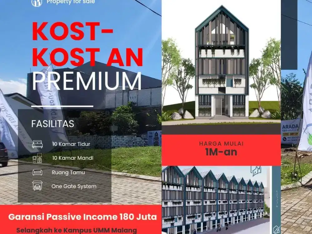 Dijual Rumah Kost Dekat Kampus UMM, UB, POLTEK Kota Malang