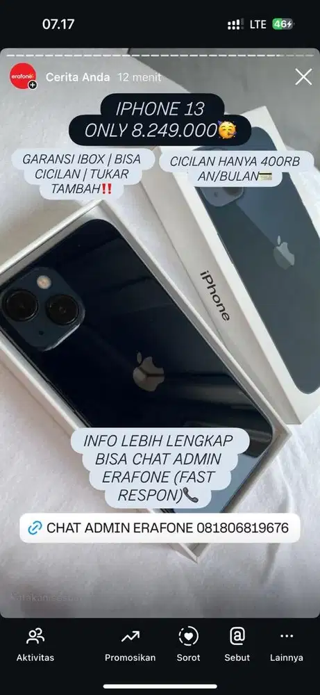 IPHONE 13 MIDNIGHT GARANSI IBOX BARANG BARU