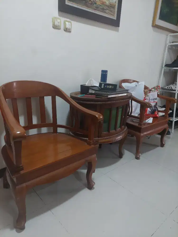 Meja teh dan kursi jati lenong