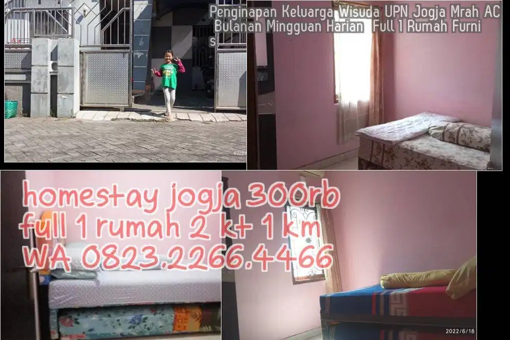 Penginapan Keluarga Wisuda UPN Jogja Mrah AC Bulanan Mingguan Harian