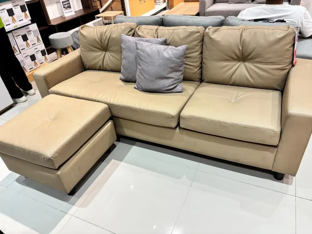 sofa L kulit murah