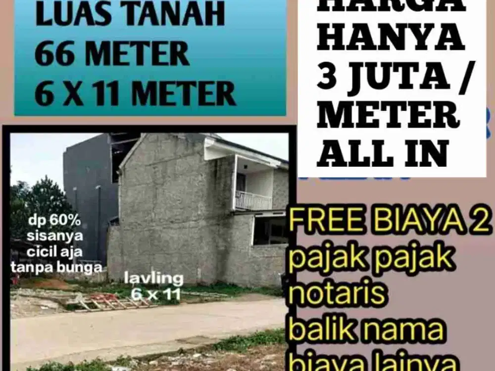 DIJUALKAVLING AKSES MOBIL DALAM CLUSTER  3 JUTA / METER