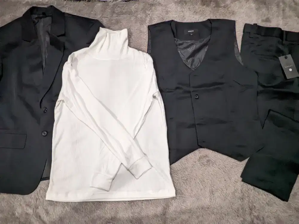 Setelan Lengkap Jas & Turtleneck Pria Merk ( GOLDY )
