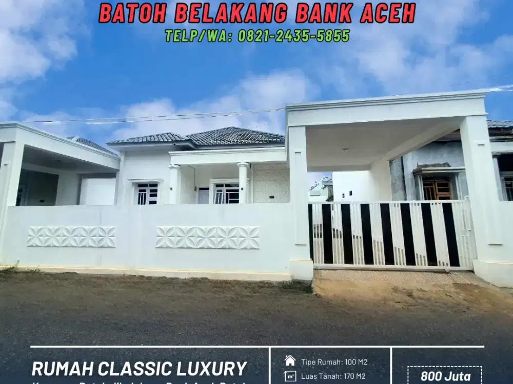Dijual Rumah Classic di Batoh Belakang Bank Aceh - Rumah Siap Huni!