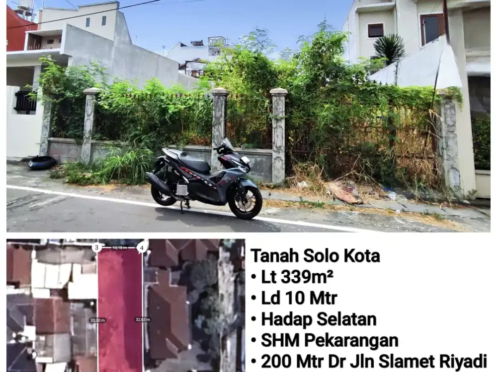 Jual Tanah Siap Bangun Area Solo Kota, Dekat Jln Slamet Riyadi