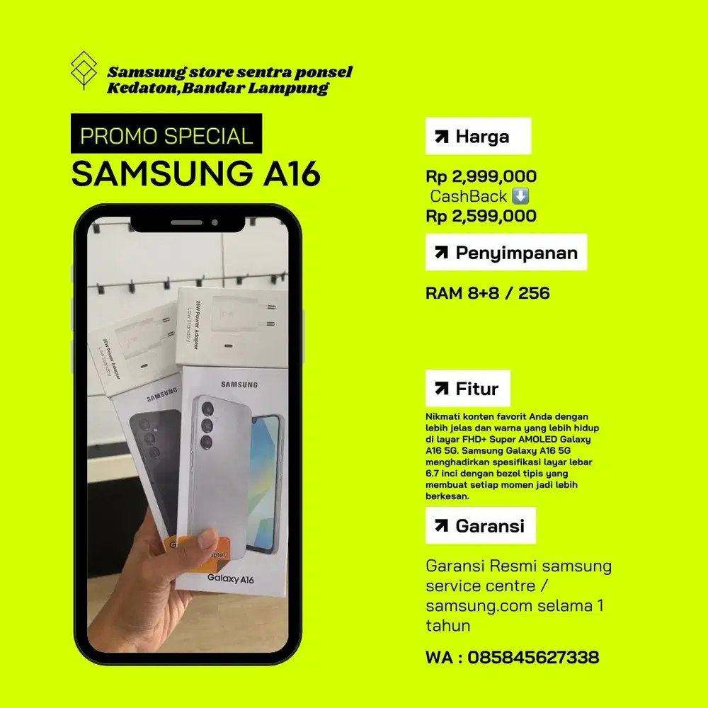 Bisa cash dan kredit Samsung A16 turun harga