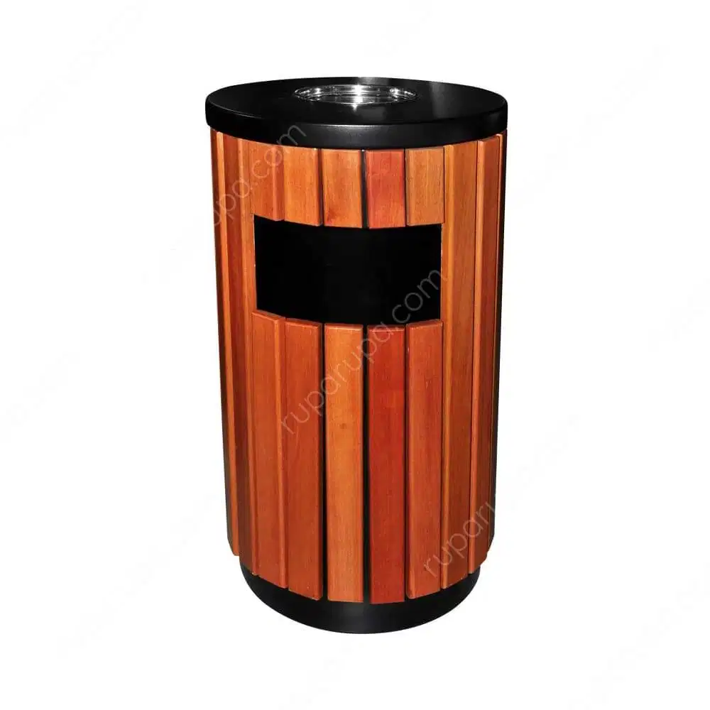 Tempat Sampah Kayu Bulat