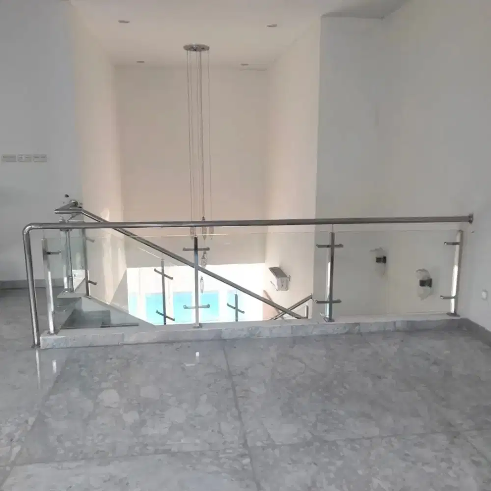 Railing kaca balkon stainless kanopi pagar teralis plafon pvc cutting