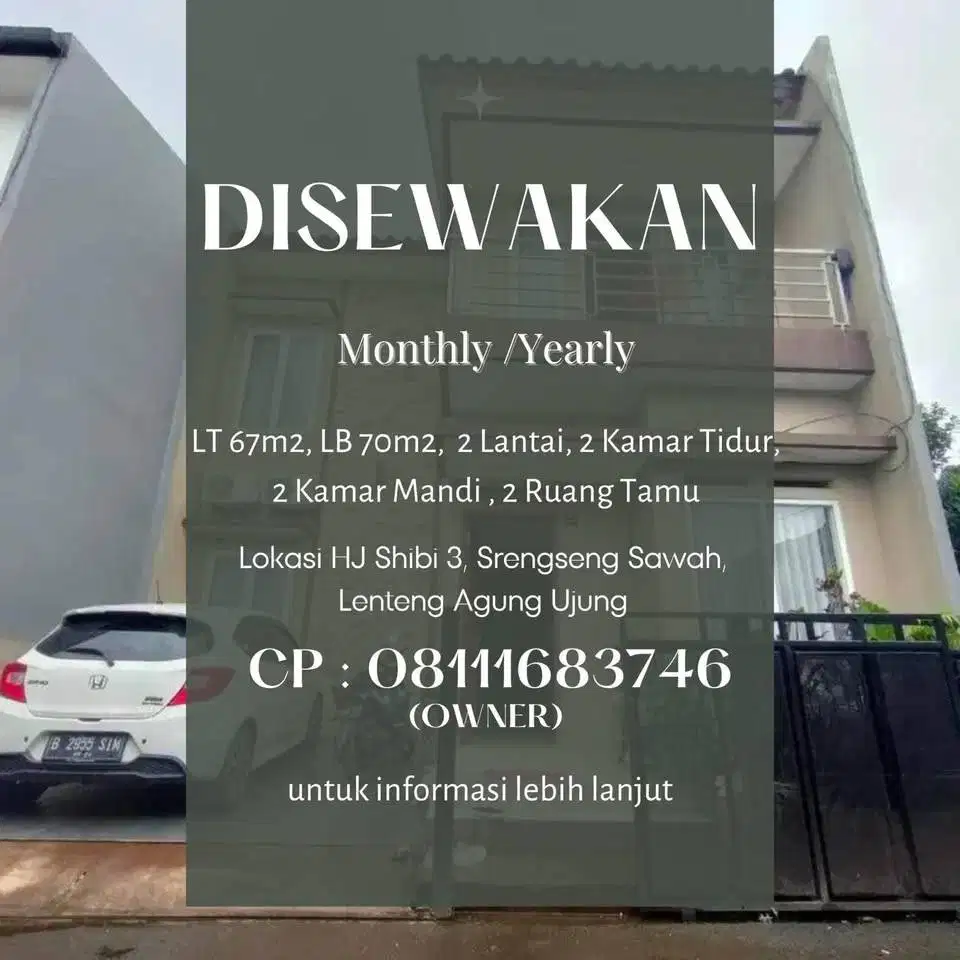 Disewakan Rumah Minimalis Daerah Hj Shibi 3, Srengseng Swh, Jagakarsa