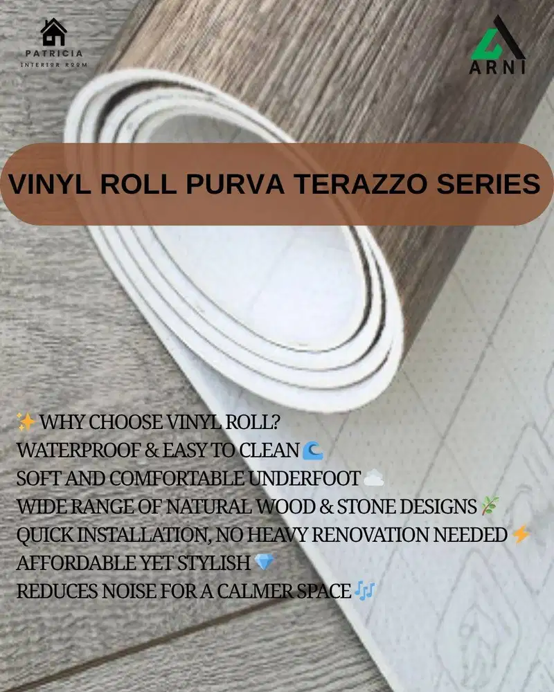 Vinyl Floor Roll Purva Terazzo | 2m x 20m x 2mm | Elegant dan nyaman