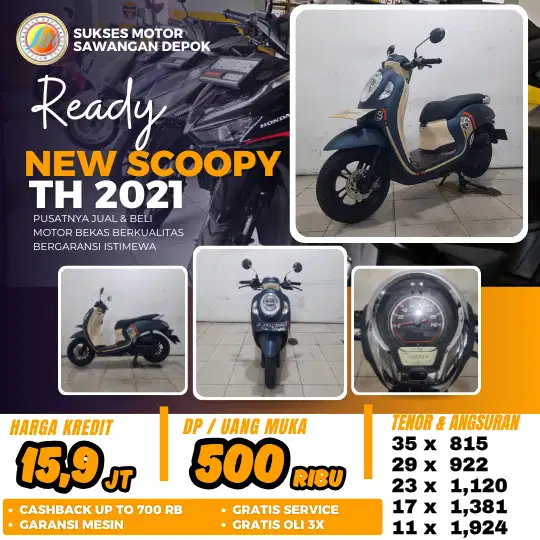CASH KREDIT DP 500 HONDA NEW SCOOPY TH 2021 UNIT MULUS BERGARANSI