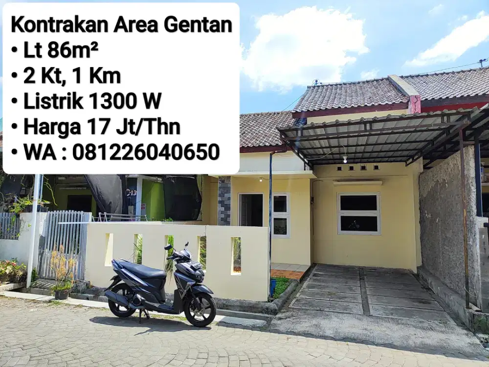 Kontrakan Area Gentan, Siap Pakai, Dekat Laweyan, Solo Baru, Purwosari