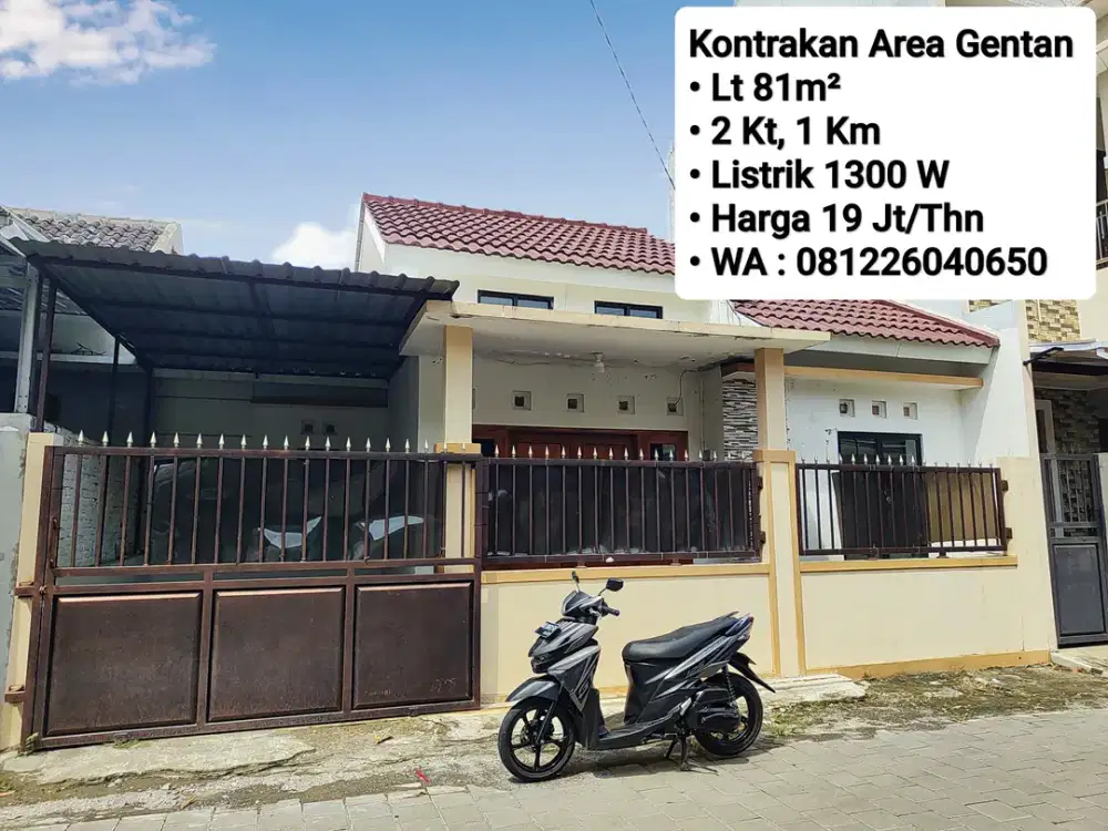 Sewa Rumah Area Gentan, Dekat Purwosari, Laweyan, Solo Baru