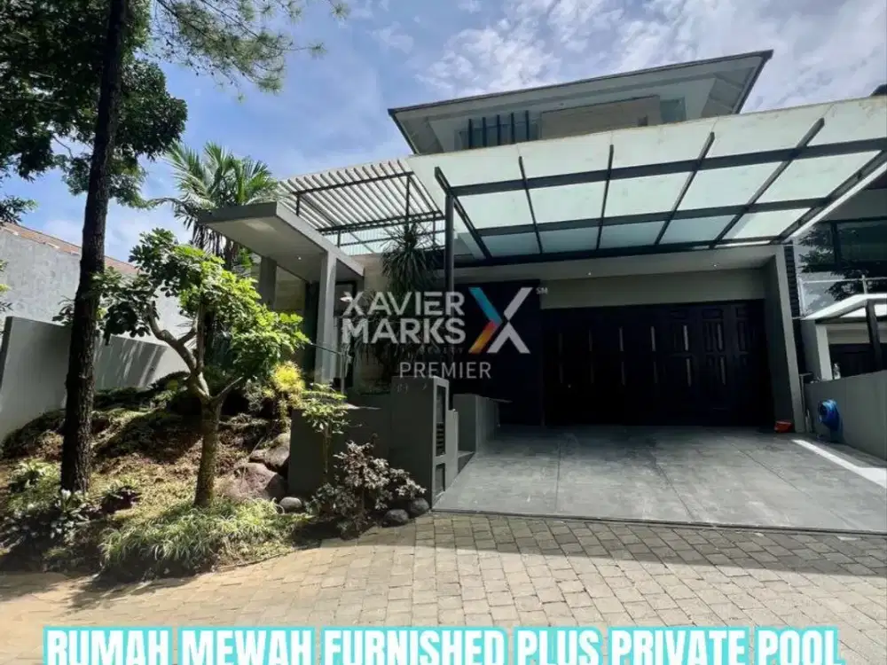 Rumah mewah furnished plus private pool di Riverside Blimbing Malang