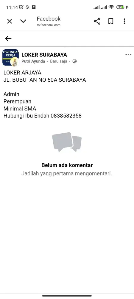 OPEN LOKER ARJAYA  JL. BUBUTAN NO.50A SURABAYA POSISI ADMIN