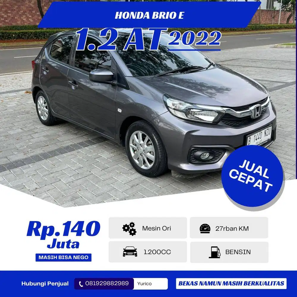 [KM 27rb] Honda Brio E 1.2 CVT AT 2022