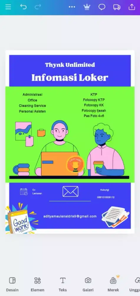 Dibutuhkan segera Untuk posisi office cleaning service administrasi