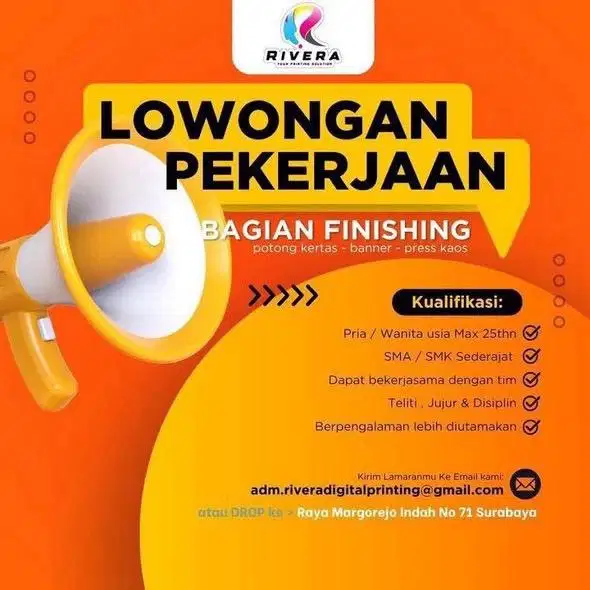 Dicari Karyawan Finishing Digital Printing