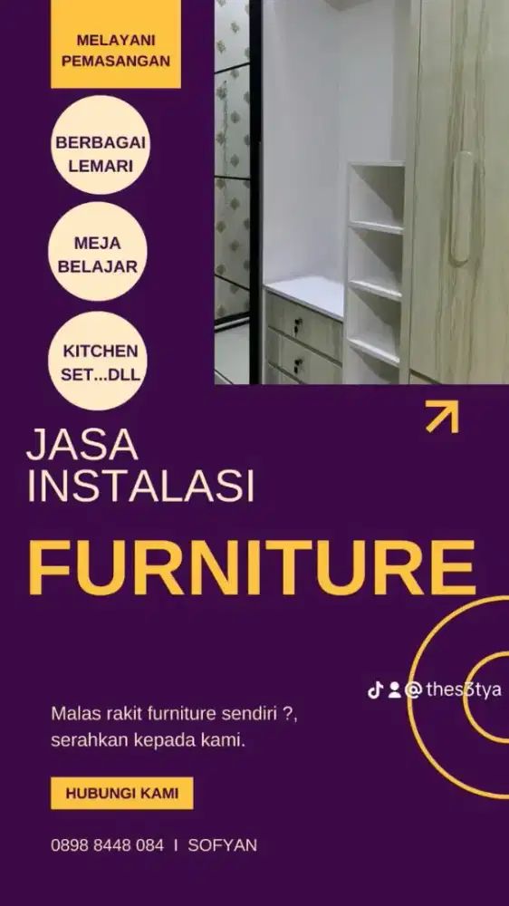 Jasa pasang dan bongkar lemari, instalasi furniture