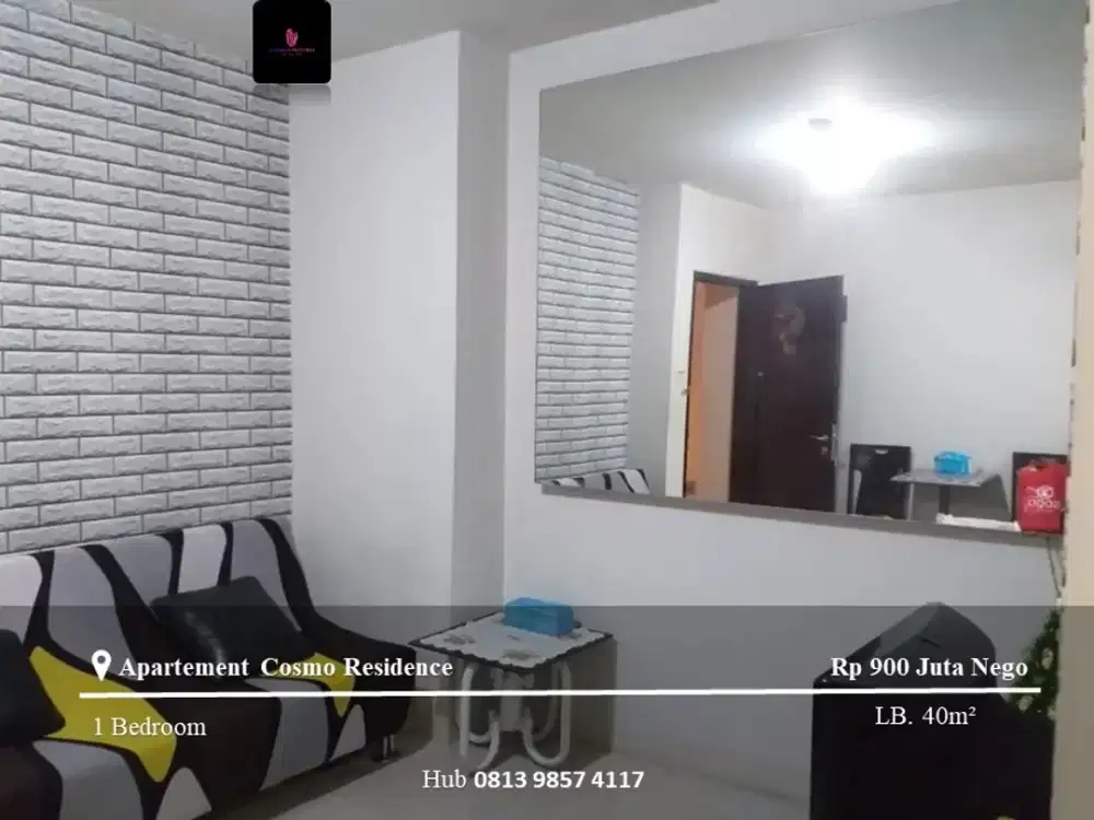 Dijual Apartement Cosmo Residence High Floor 1BR Full Furnished