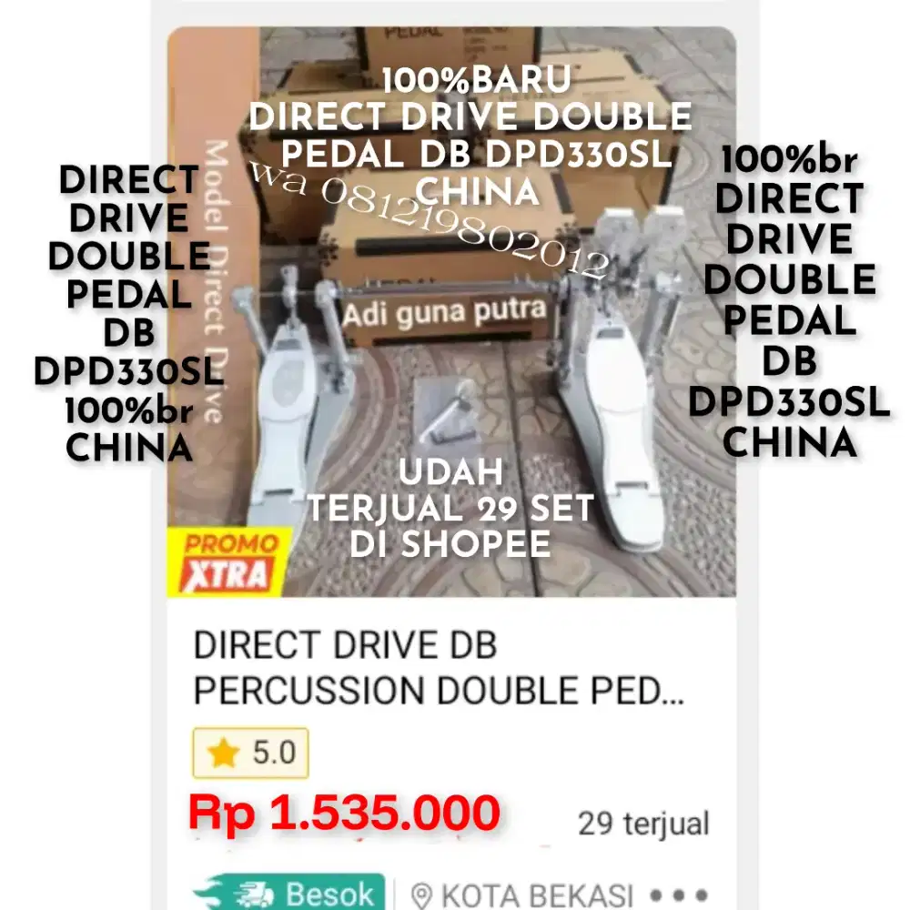 100%br TERJUAL 29 SET DI SHOPE DIRECT DRIVE DOUBLE PEDAL.DRUM