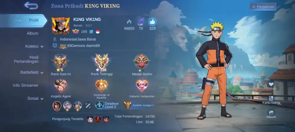 Akun mlbb juragan 5 ex indo hanzo dan sun