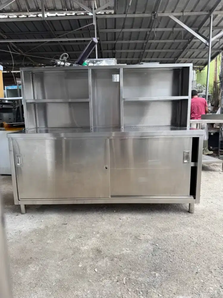 Meja kabinet pintu sliding plus upper, Ada tempat peniris