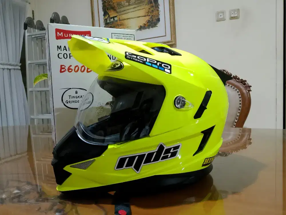 Helm MDS Supermoto Superpro Warna Yellow Stabilo Original L Kecil