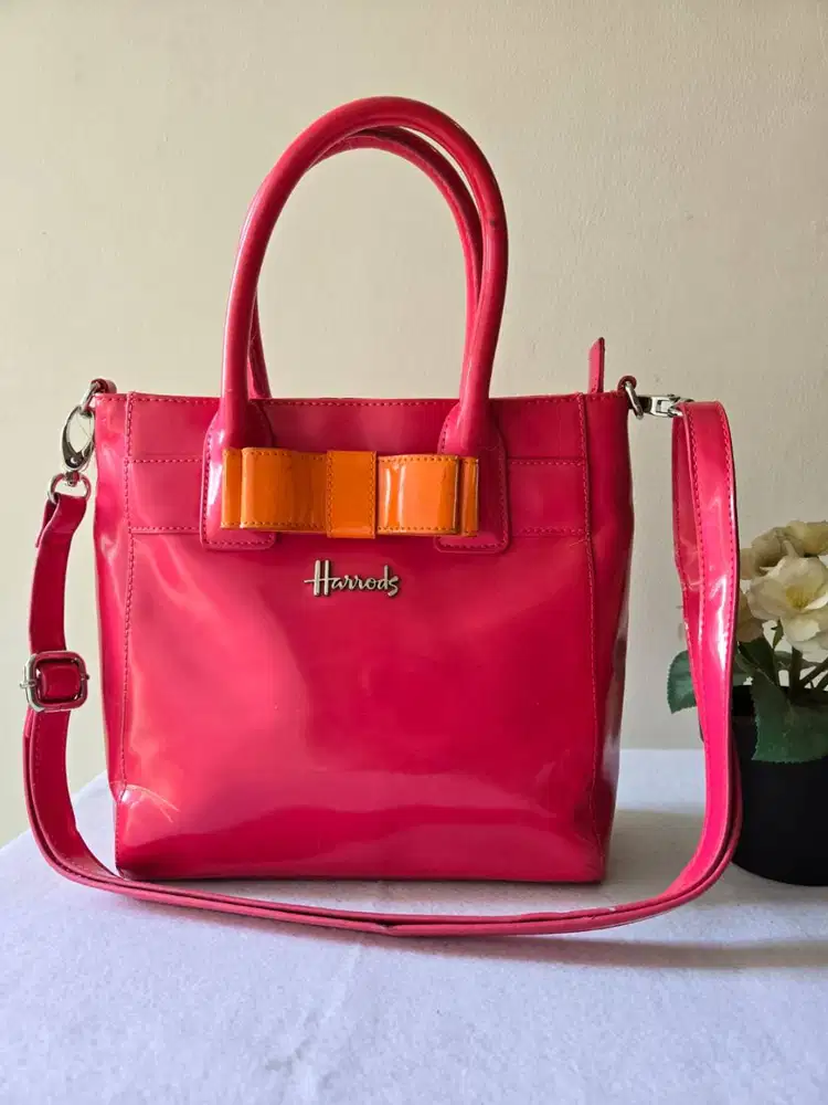 Tas Harrods Pink Glossy Preloved Original
