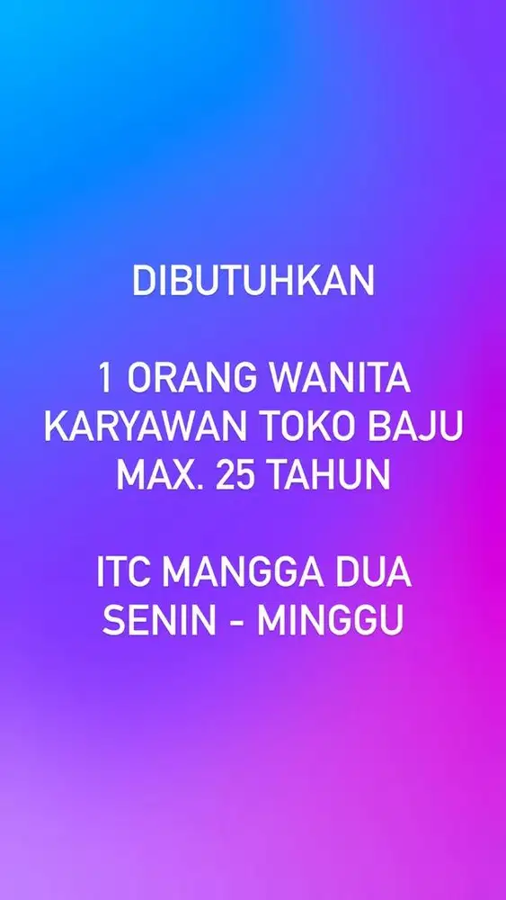 Karyawati toko baju ITC M2