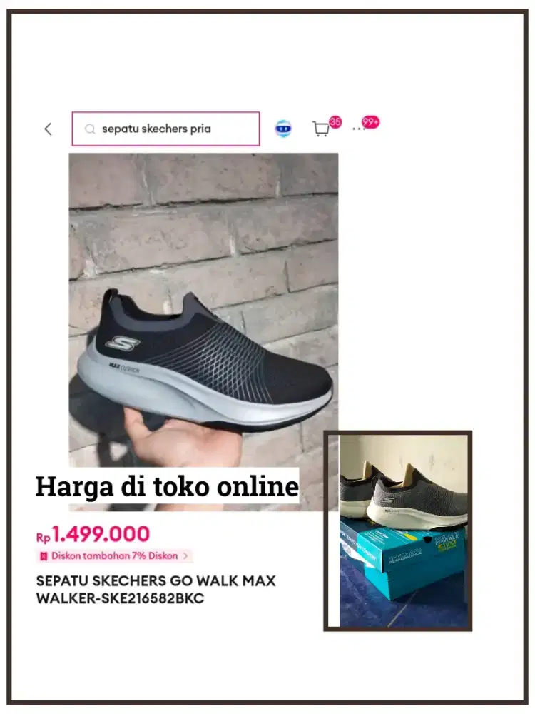Sepatu Skechers GO WALK MAX CUSHIONING  kaya baru + dus