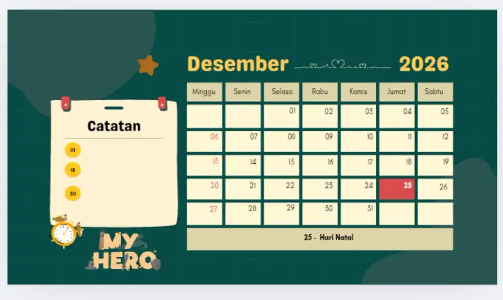 CALENDER SUPER HERO TH 2026