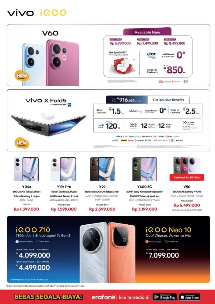 PROMO KREDIT HP VIVO Y400 5G, CICILAN RINGAN TANPA DP! BUNGA 0%
