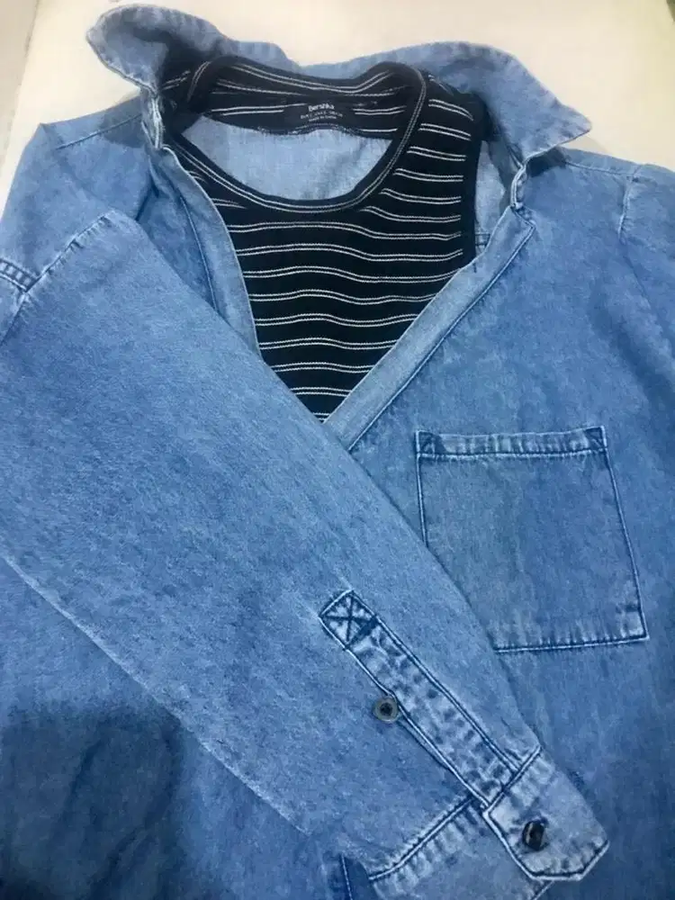 Dress Terusan Jeans Merk Bershka Keren (Big Size)
