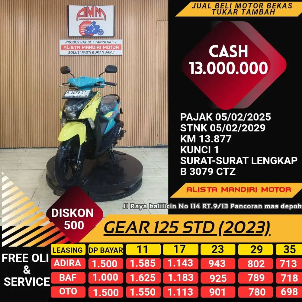 GEEAR 125 STD 2023 MOTOR KEREN RASA BARU BISA DI KREDIT