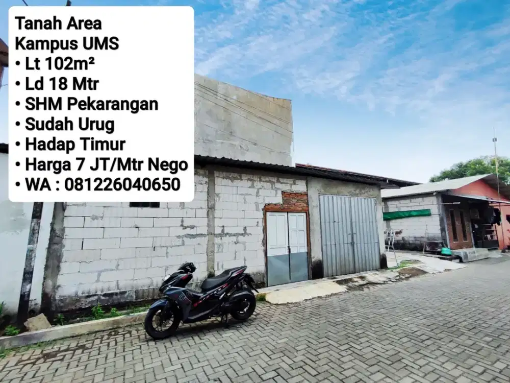 Jual Tanah Area Kampus UMS, Cocok Untuk Kos