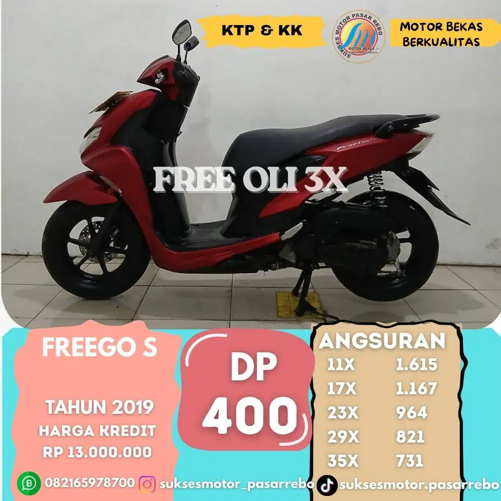 YAMAHA FREEGO S TAHUN 2019 SIAP PAKAI, BERGARANSI, GRATIS SERVIS