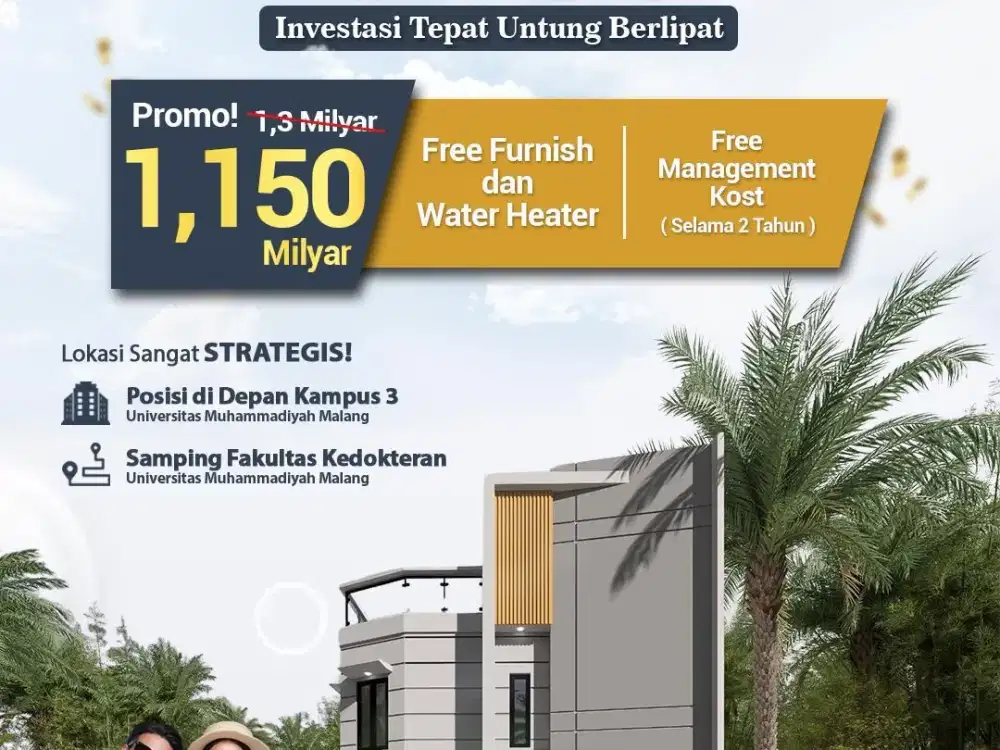 RUMAH KOS 10 KT & 10 KM MURAH DEPAN  KAMPUS UMM KOTA MALANG