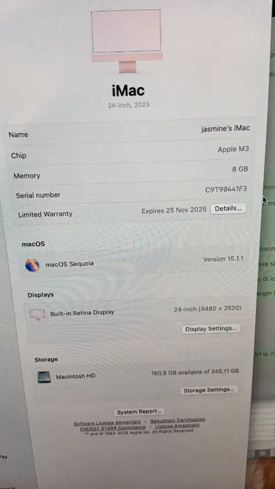 Apple iMac m3 24 inci