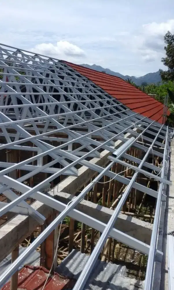 Atap genteng kanopi baja ringan kaca solarflat