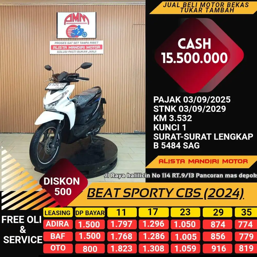 BEAT SPORTY CBS 2024 MOTOR MATIC HARGA MURAH RASA BARU