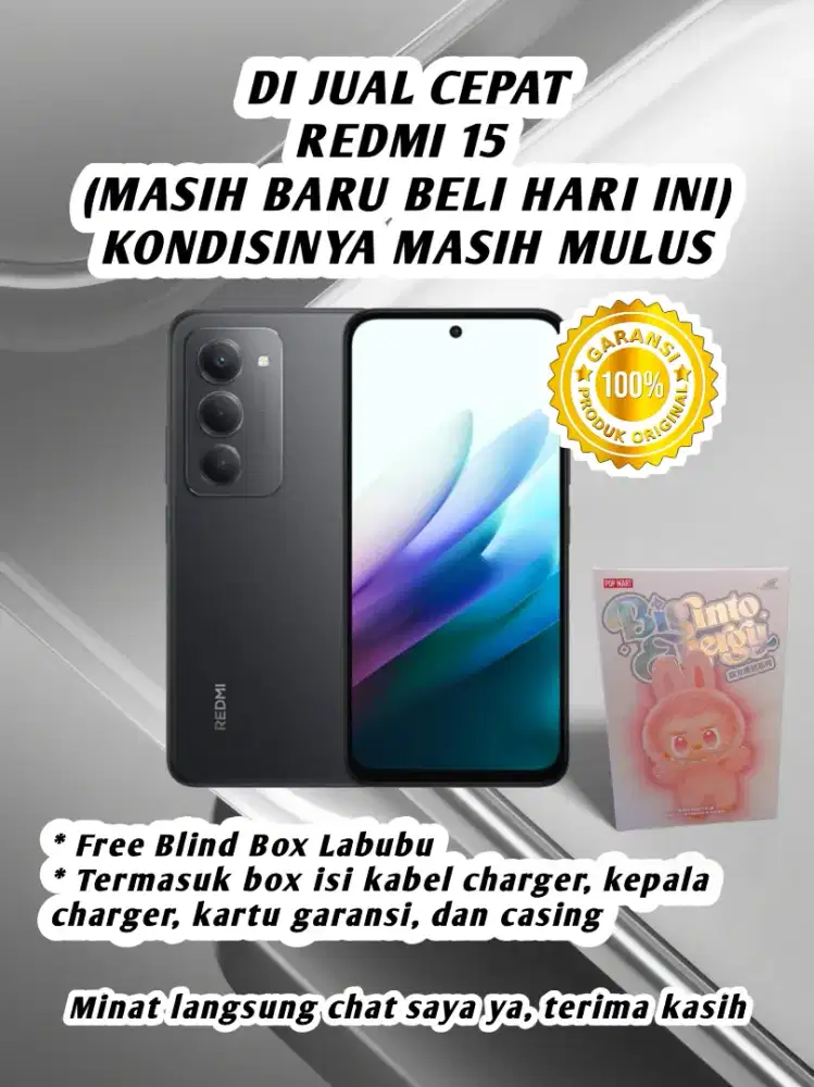 JUAL CEPAT XIAOMI REDMI 15 BARU BELI HARI INI DAN FREE LABUBU BLINDBOX