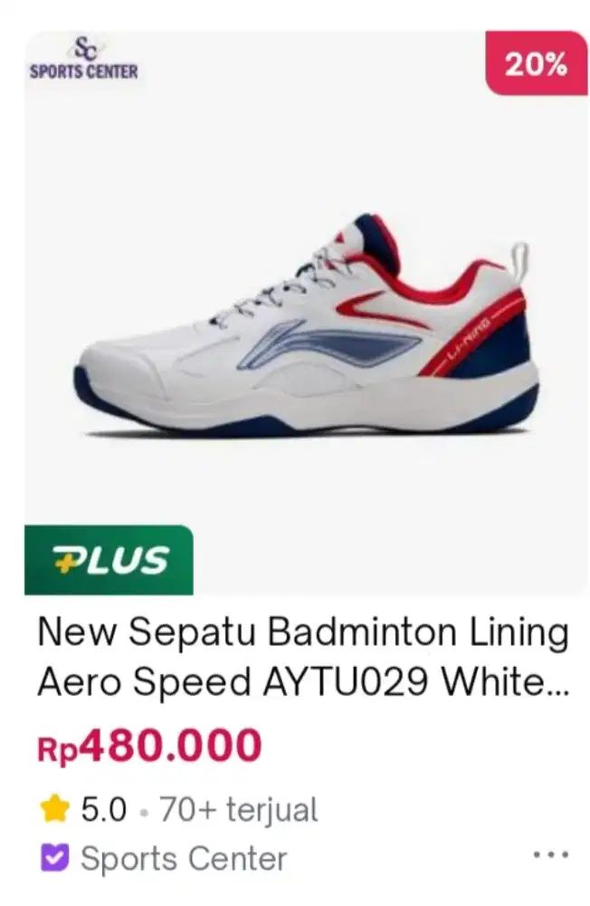 Jual rugi sepatu lining aero speed, terpakai 5-6x