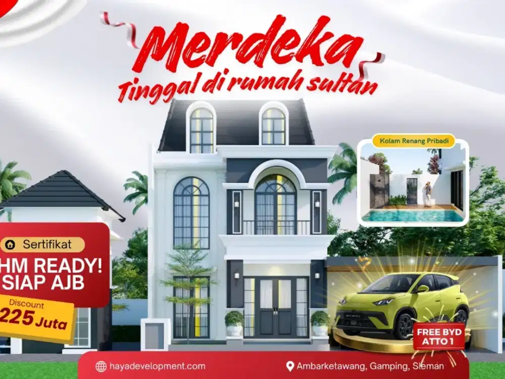 Rumah Mewah gamping sleman Kolam Renang  Dapakan Mobil BYD Atto 1