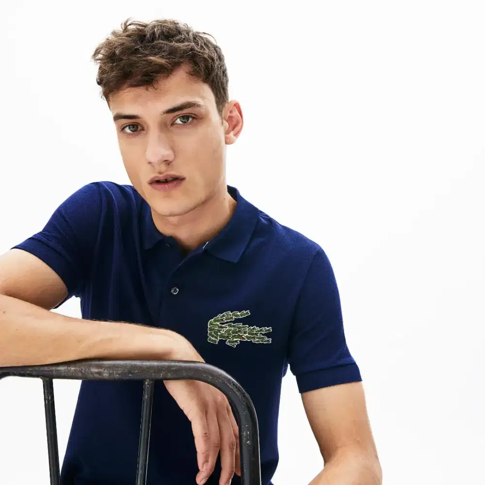 Kaos polo shirt Lacoste Navy Big Logo New Arrival Size No.5