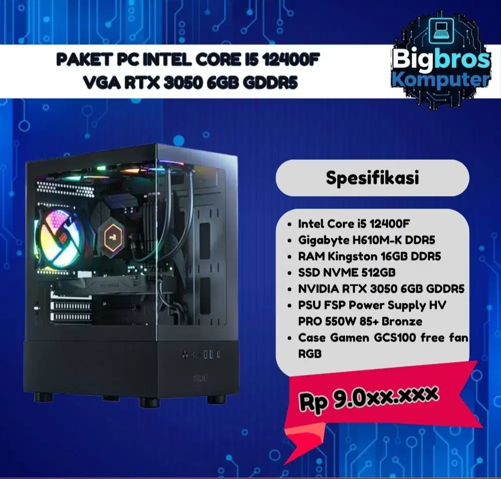 INTEL CORE i5 12400F | RTX 3050 | NVME 512GB | RAM 16GB DDR5 |