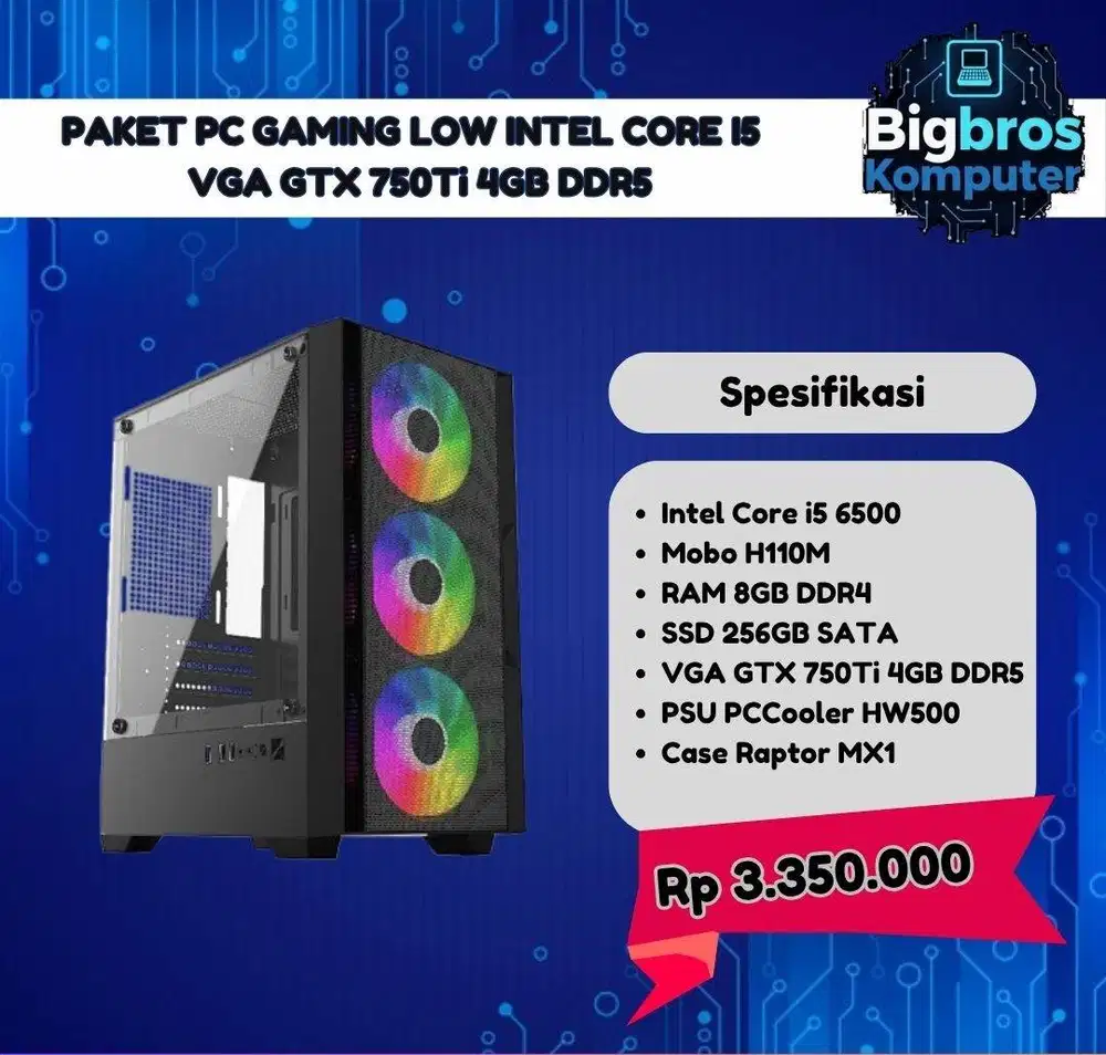 GAMING PC INTEL CORE i5 6500 | GTX 750Ti | SSD 256GB | RAM 8GB DDR4 |